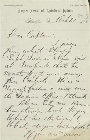 Armstrong Discusses Oberly's Views with Pratt Armstrong Discusses Oberly's Views with Pratt, 1885