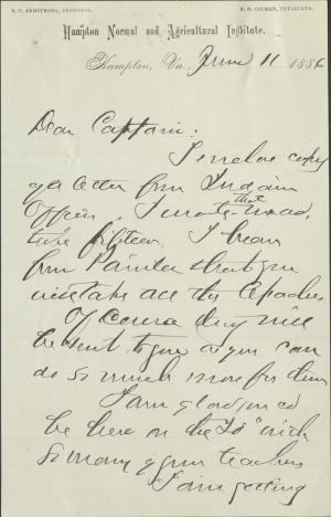 Armstrong Discusses Chiricahua Apache Prisoners' Enrollment with Pratt Armstrong Discusses Chiricahua Apache Prisoners' Enrollment with Pratt, 1886