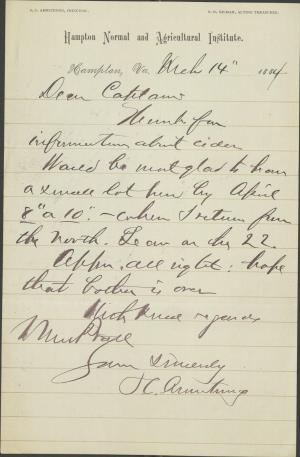 Armstrong Orders Cider from Pratt Armstrong Orders Cider from Pratt, 1884