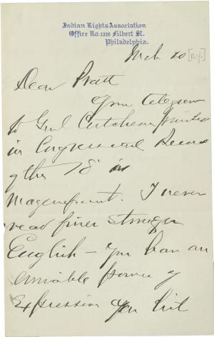 Armstrong Acknowledges Printing of Pratt's Telegram in Congressional Record Armstrong Acknowledges Printing of Pratt's Telegram in Congressional Record