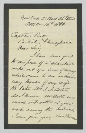 Astor Offers Estate Donation to Carlisle Astor Offers Estate Donation to Carlisle, 1888