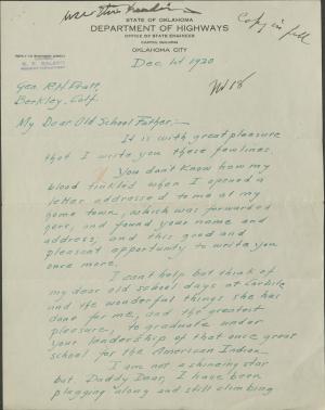 Balenti Sends Birthday Wishes and Personal News to Pratt Balenti Sends Birthday Wishes and Personal News to Pratt, 1920