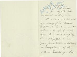 Brown Declines Invitation and Requests Annual Report from Pratt, 1902