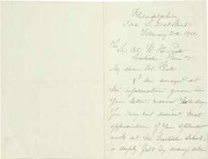 Brown Sends Pratt Appreciation for His Work Brown Sends Pratt Appreciation for His Work, 1903