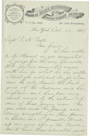 Boyd Discusses Dr. Menaul's Views on Jesuits with Pratt Boyd Discusses Dr. Menaul's Views on Jesuits with Pratt, 1887