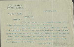 Bryan Sends Pratt Sympathies on News of His Resignation Bryan Sends Pratt Sympathies on News of His Resignation, 1903