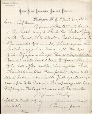 Baird Discusses Trout Hatchery with Pratt Baird Discusses Trout Hatchery with Pratt, 1880