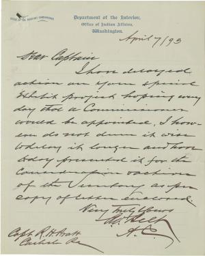 Belt Submits Pratt's Request to Enter Columbian Exposition to Secretary of the Interior, 1893