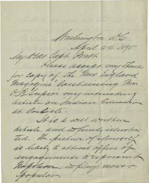 Belt Thanks Pratt for Copy of New England Magazine, 1895