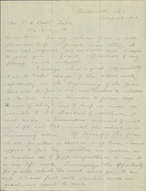 Bowersox Discusses Terms for Pratt's Offer to Become Principal Bowersox Discusses Terms for Pratt's Offer to Become Principal, 1902