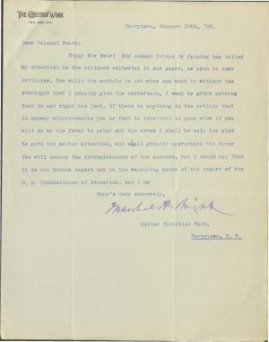 Bright Corresponds with Pratt on Catholic Missionary Efforts, 1903