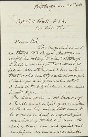 Brunot Suggests Pratt Holds a Pittsburgh Meeting Brunot Suggests Pratt Holds a Pittsburgh Meeting, 1882