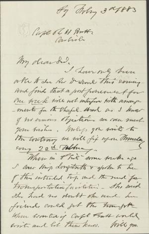 Brunot Discusses Dates of Pratt's Visit to Pittsburgh Brunot Discusses Dates of Pratt's Visit to Pittsburgh, 1883
