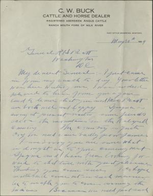 Buck Discusses Agent Issues in Browning, Montana, with Pratt Buck Discusses Agent Issues in Browning, Montana, with Pratt, 1914-1915