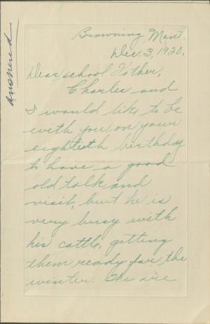 Buck Sends Pratt Birthday Greetings and Former Student Updates, 1920