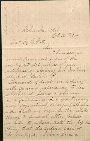 Burgess Asks Pratt About Teaching Position, 1879