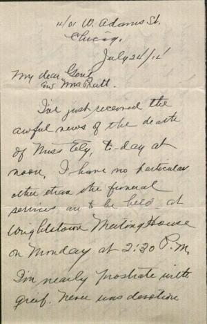 Burgess Informs Pratt of Death of Ely, 1914