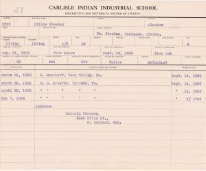 Willie Sheehan Student File