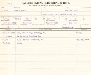 Robert Young Student File