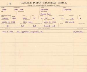 Levi Snow Student File Levi Snow Student File