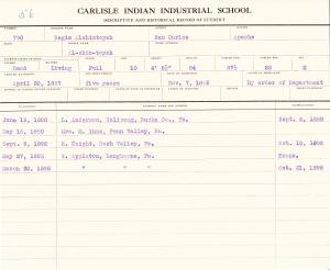 Regis Alchintoyah (Al-chin-toyah) Student File