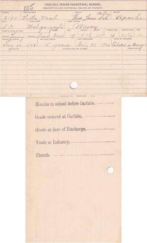 Willie Neal (Nah-gu-yazli) Student File Willie Neal (Nah-gu-yazli) Student File