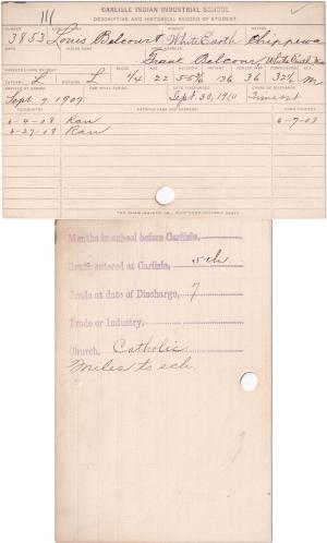 Louis Belcourt Student File