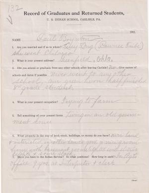 Paul Boynton (Red Feather) Student File Paul Boynton (Red Feather) Student File