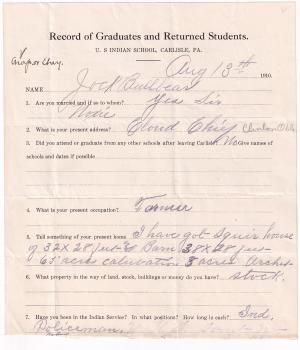 Jock Bull Bear (Comanche) Student File