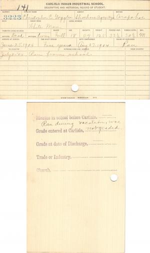 Christopher C. Goggles (White Man) Student File