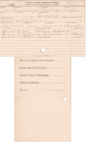 Frank Harrington Student File
