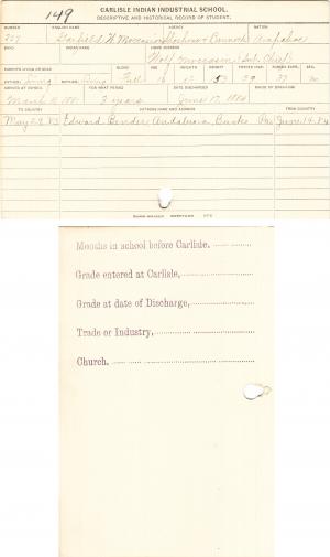 Garfield W. Moccasin Student File