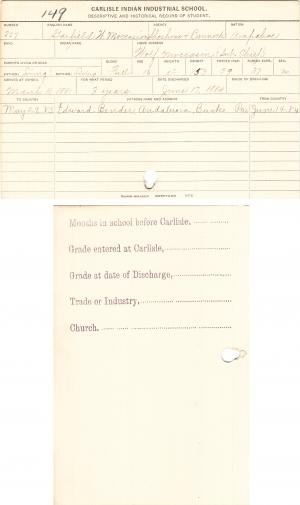 Garfield W. Moccasin Student File Garfield W. Moccasin Student File