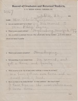 Charlotte Cook (Wari Saro Kawennaiensen) Student File Charlotte Cook (Wari Saro Kawennaiensen) Student File