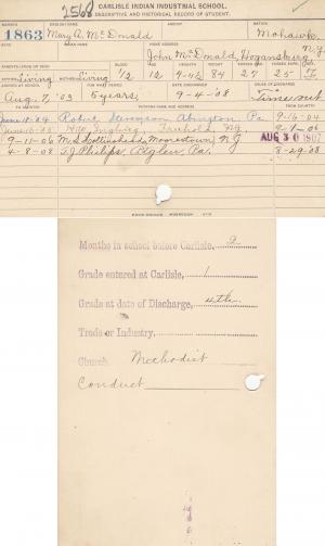 Mary A. McDonald Student File 