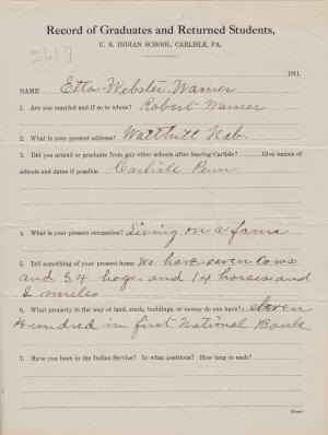 Etta Webster Student File Etta Webster Student File