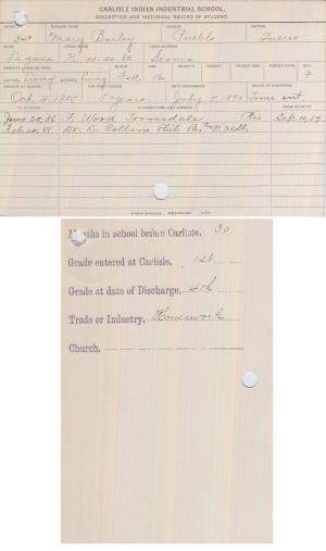 Mary Bailey (Ki-as-se-la) Student File Mary Bailey (Ki-as-se-la) Student File