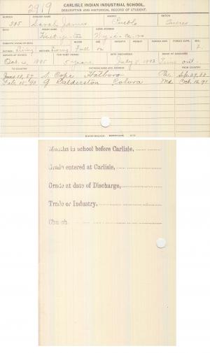 Sarah James (Heet-ye-tse) Student File Sarah James (Heet-ye-tse) Student File