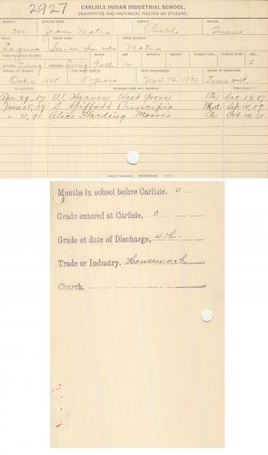 Jean Matia (See-we-chu-wetsa) Student File Jean Matia (See-we-chu-wetsa) Student File