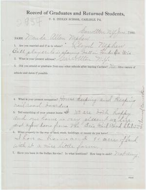 Maude Allen Student File