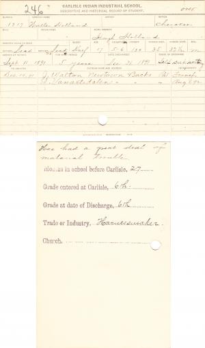 Walter Holland Student File
