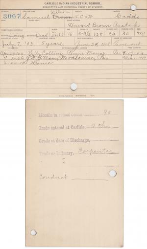 Samuel B. Wilson Student File Samuel B. Wilson Student File