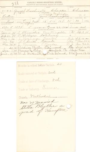 Joseph Washington Student File Joseph Washington Student File
