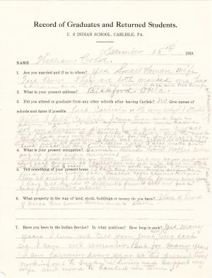 William Cohoe Student File William Cohoe Student File