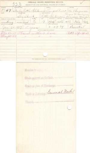 Stanley Little Whiteman (Grey Skunk) Student File Stanley Little Whiteman (Grey Skunk) Student File