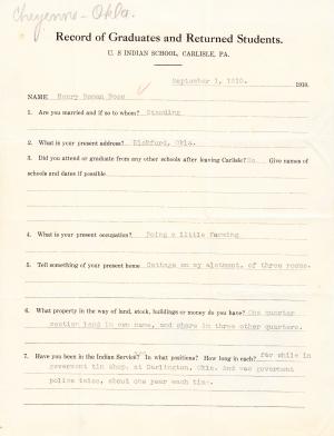 Henry Roman Nose Student File Henry Roman Nose Student File