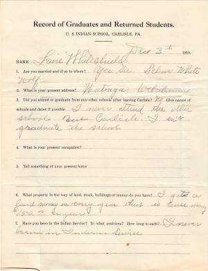 Lewis Little Negro (White Shield) Student File