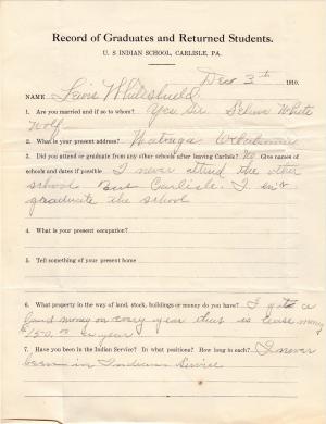 Lewis Little Negro (White Shield) Student File Lewis Little Negro (White Shield) Student File