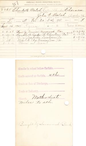 Charlotte Welch Student File
