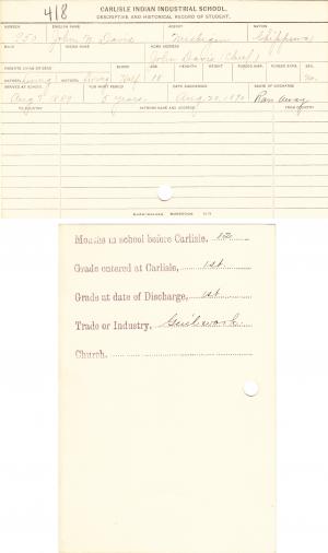 John N. Davis Student File